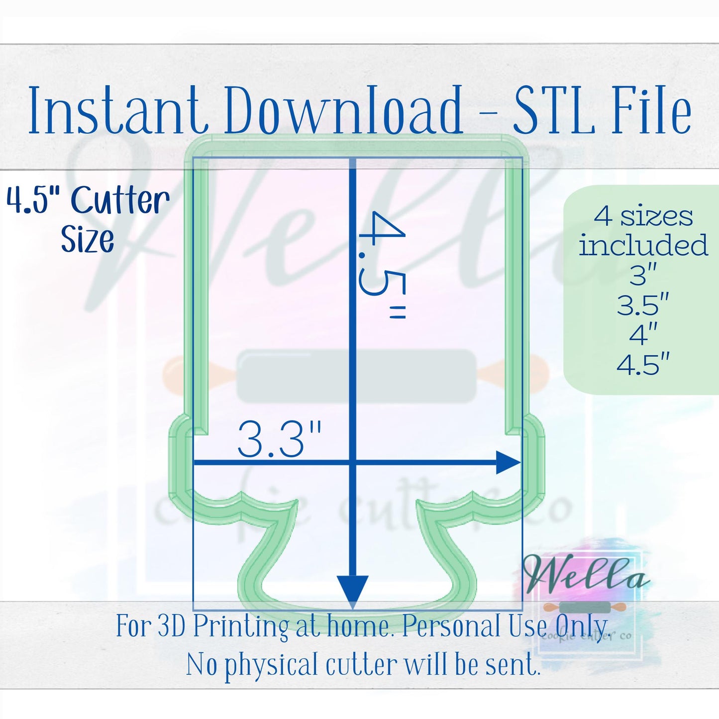 Digital STL File - Cake on Stand #1 Cookie Cutter - 4 Sizes Included 3" 3.5" 4" and 4.5"