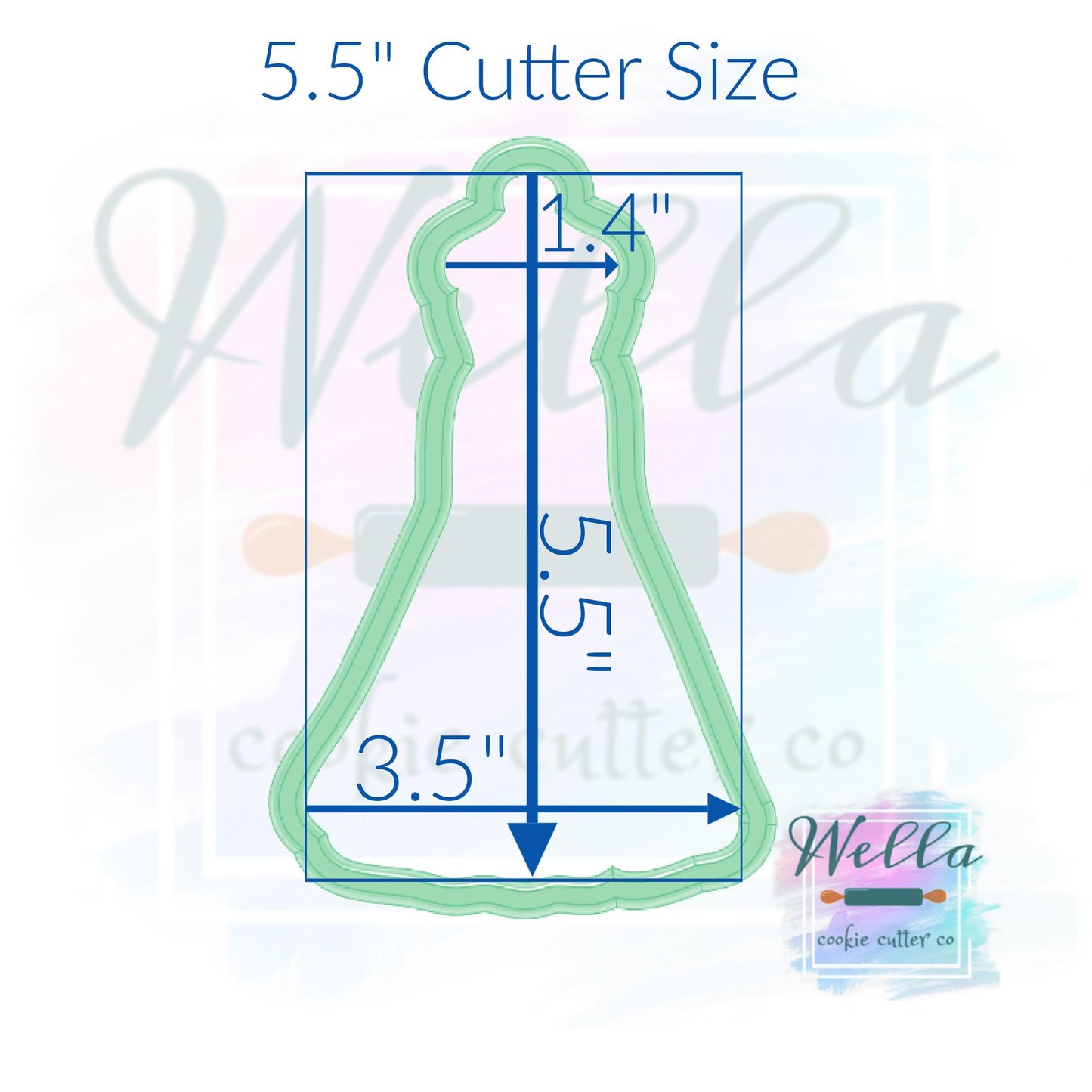 Wedding Dress #2 Skinny Cookie Cutter, Bridal Shower Cookie Cutter