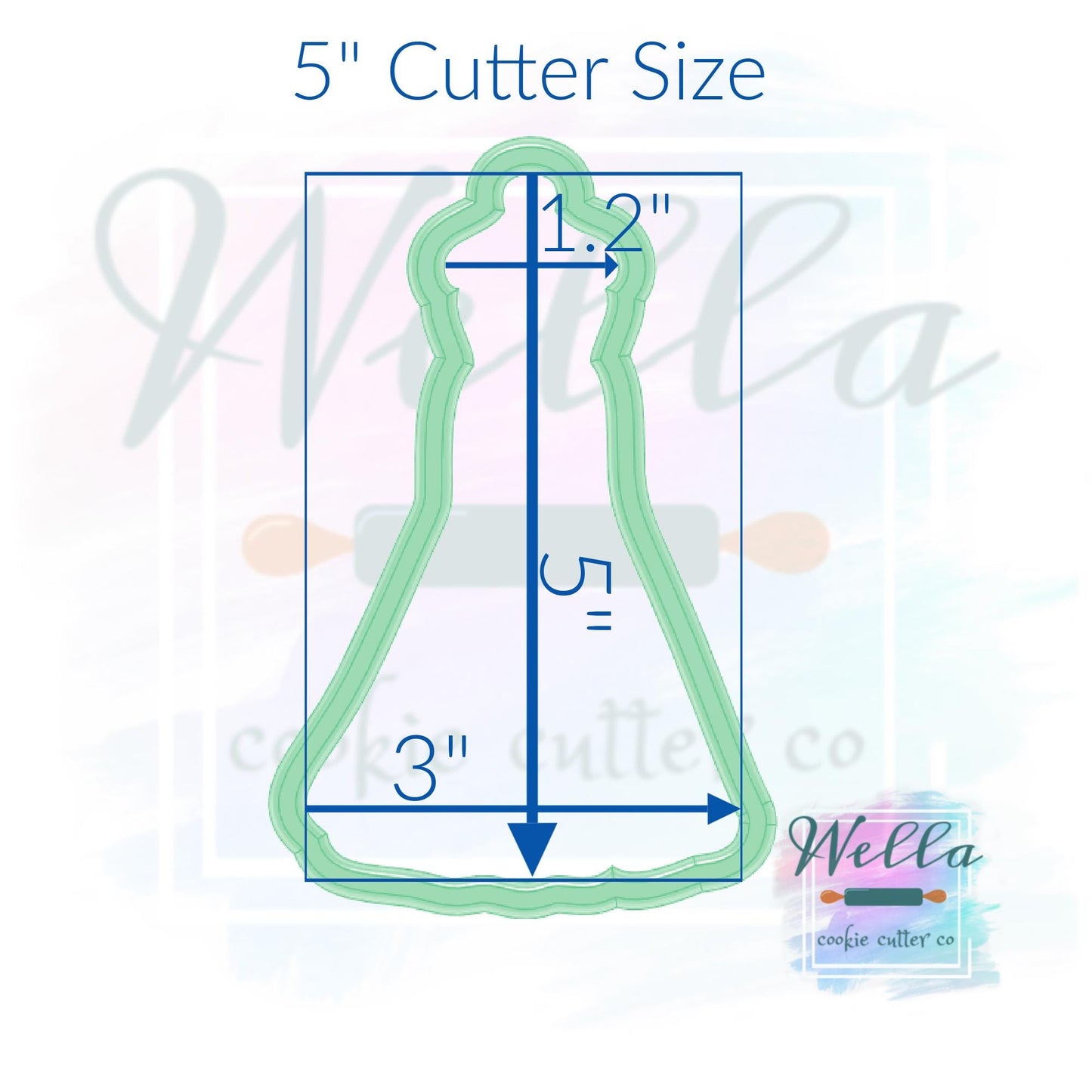 Wedding Dress #2 Skinny Cookie Cutter, Bridal Shower Cookie Cutter