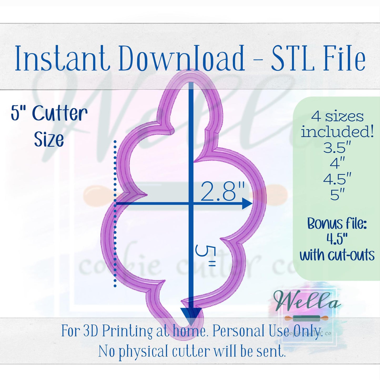 Digital STL File - Snake Cookie Cutter - 4 Sizes Included, 3.5" 4" 4.5" and 5" + BONUS Snake 4.5" with cut-outs