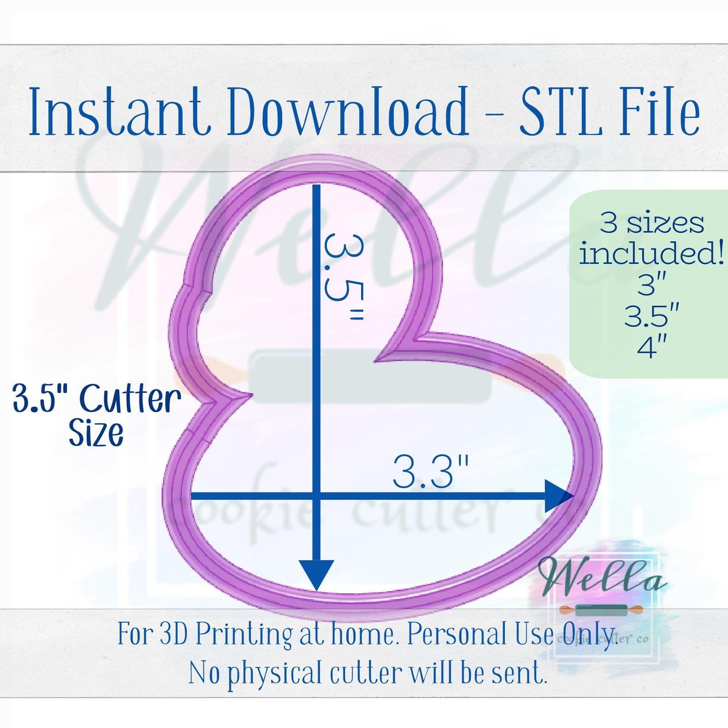 Digital STL File - Flamingo Float Cookie Cutter - 3 Sizes: 3" 3.5" and 4"