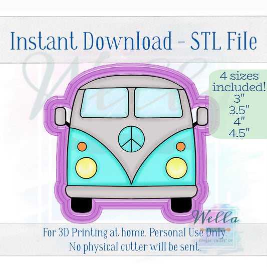 Digital STL File - 60's Van Cookie Cutter - 4 Sizes: 3" 3.5" 4" & 4.5"