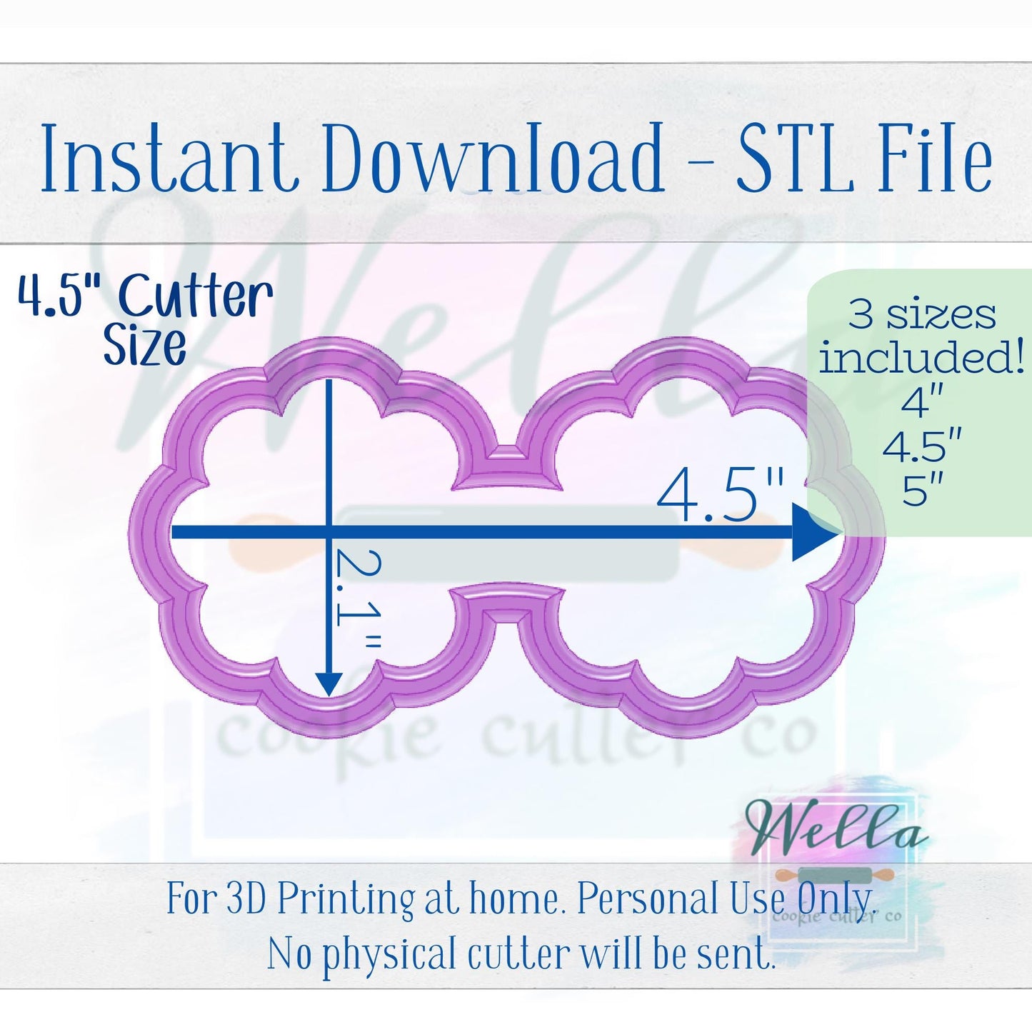 Digital STL File - Daisy Sunglasses Cookie Cutter - 3 Sizes: 4" 4.5" and 5"
