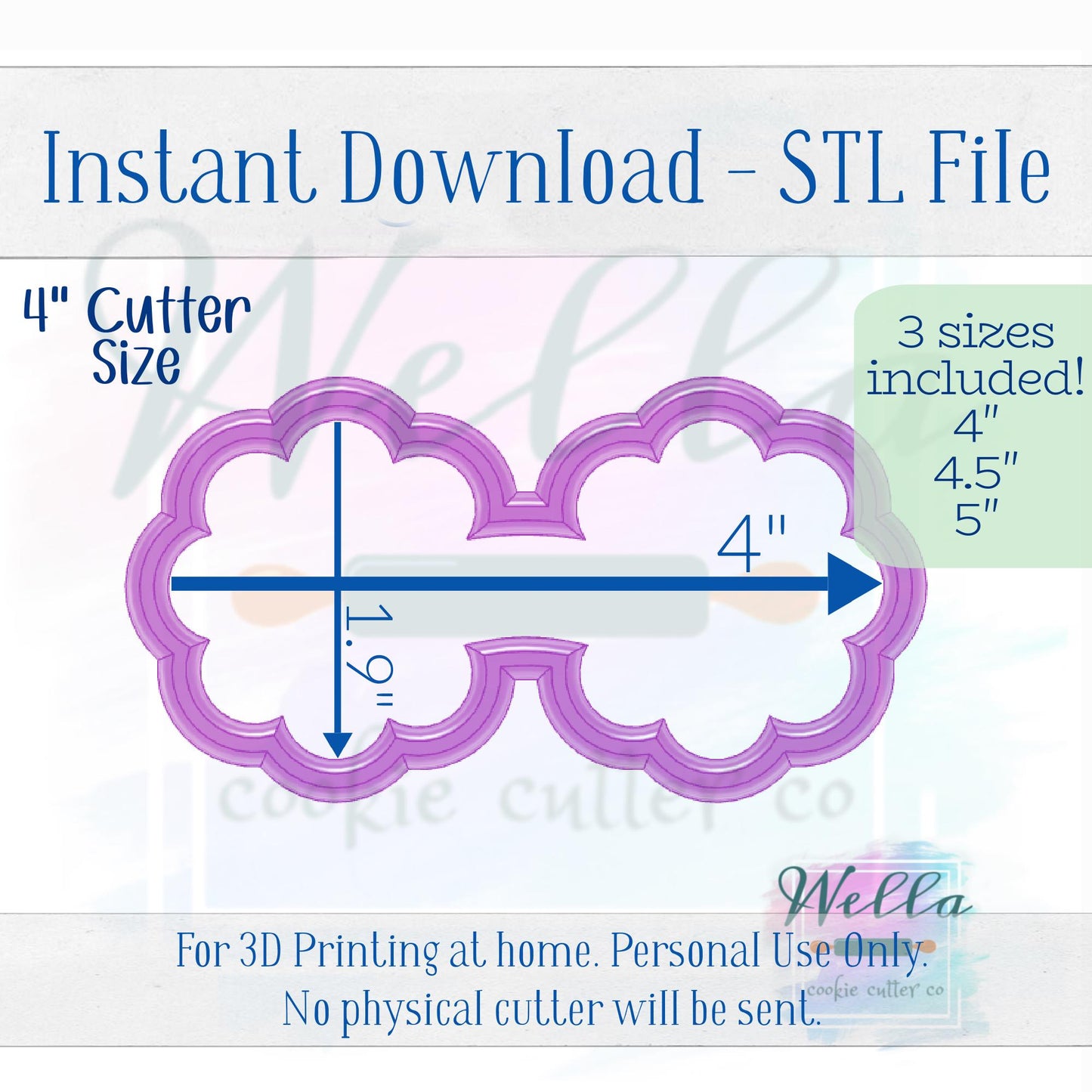 Digital STL File - Daisy Sunglasses Cookie Cutter - 3 Sizes: 4" 4.5" and 5"