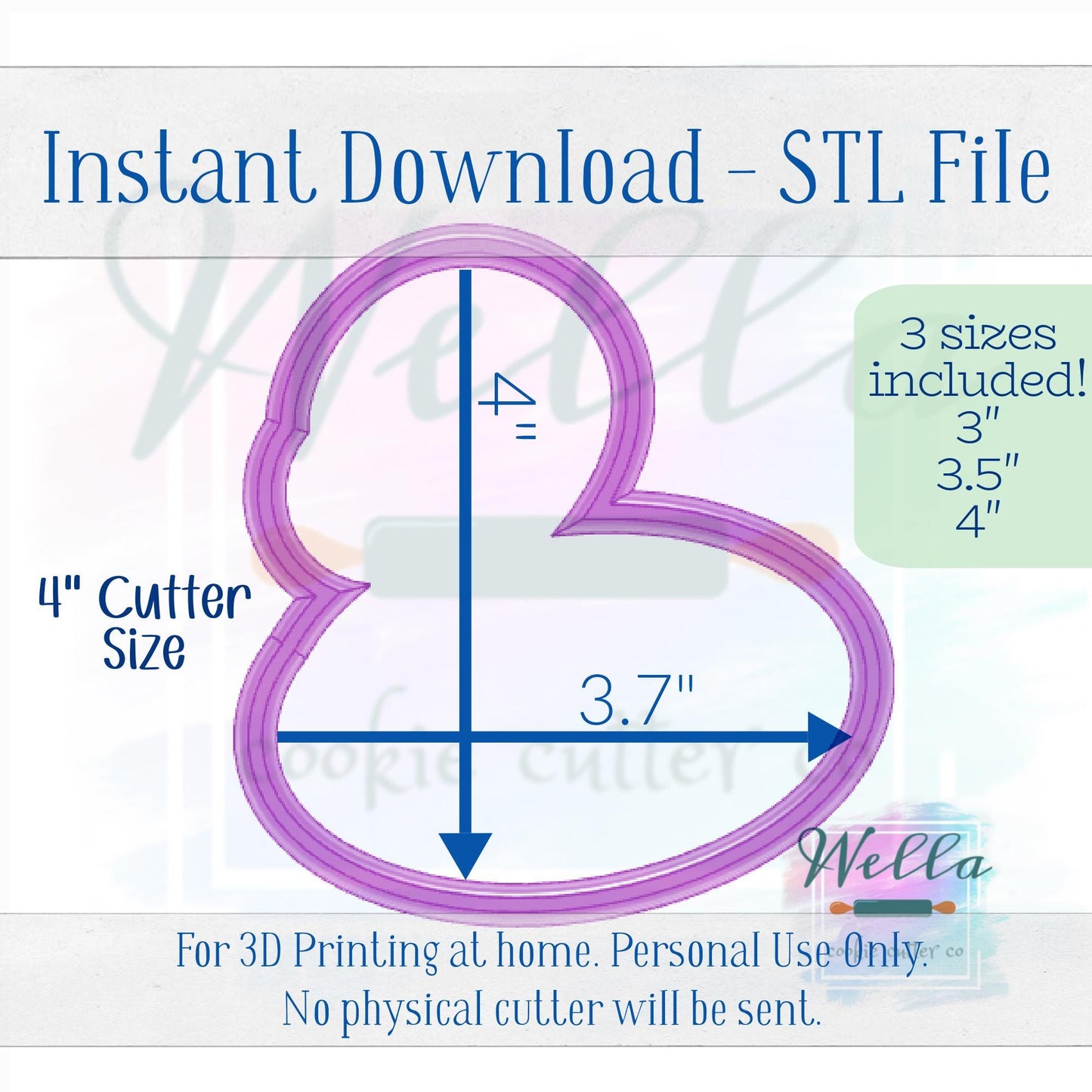 Digital STL File - Flamingo Float Cookie Cutter - 3 Sizes: 3" 3.5" and 4"