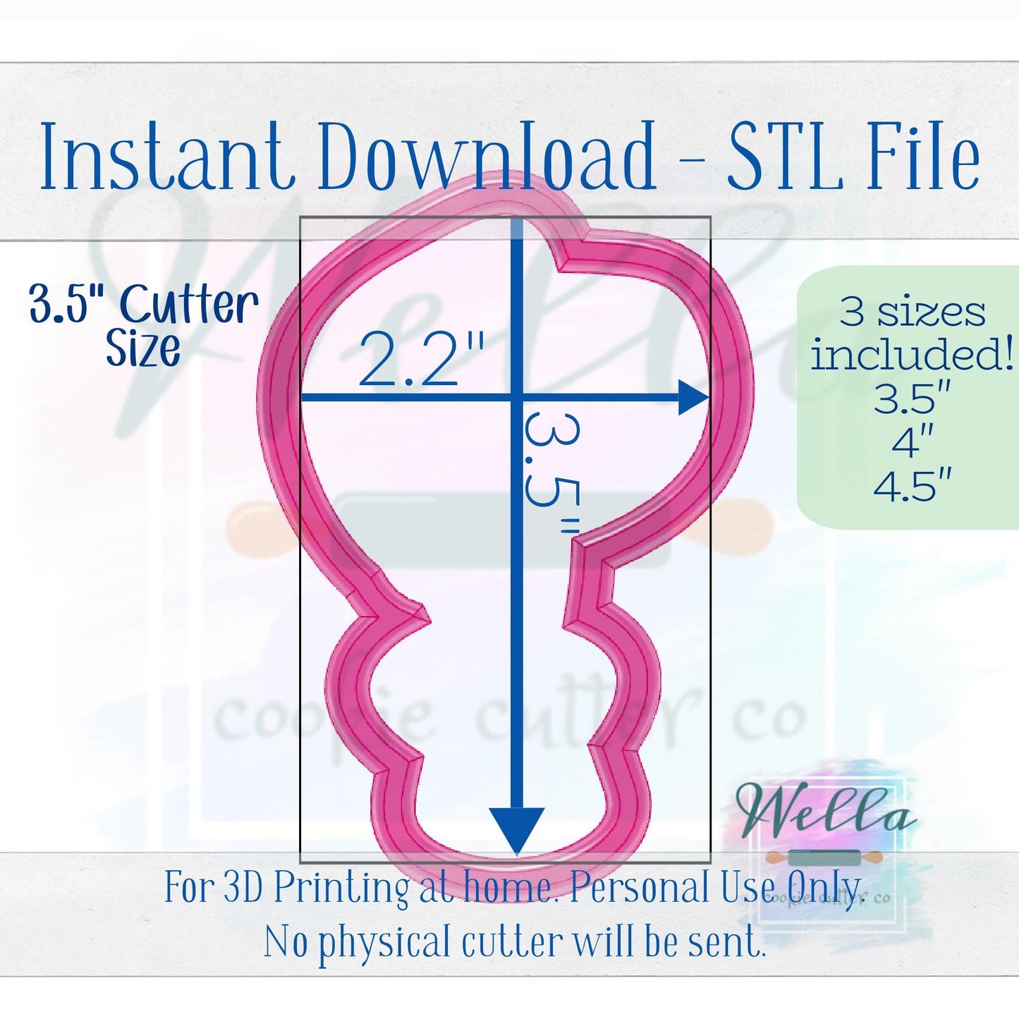 Digital STL File - Baby Bonnet Cookie Cutter - 3 Sizes: 3.5" 4" and 4.5"