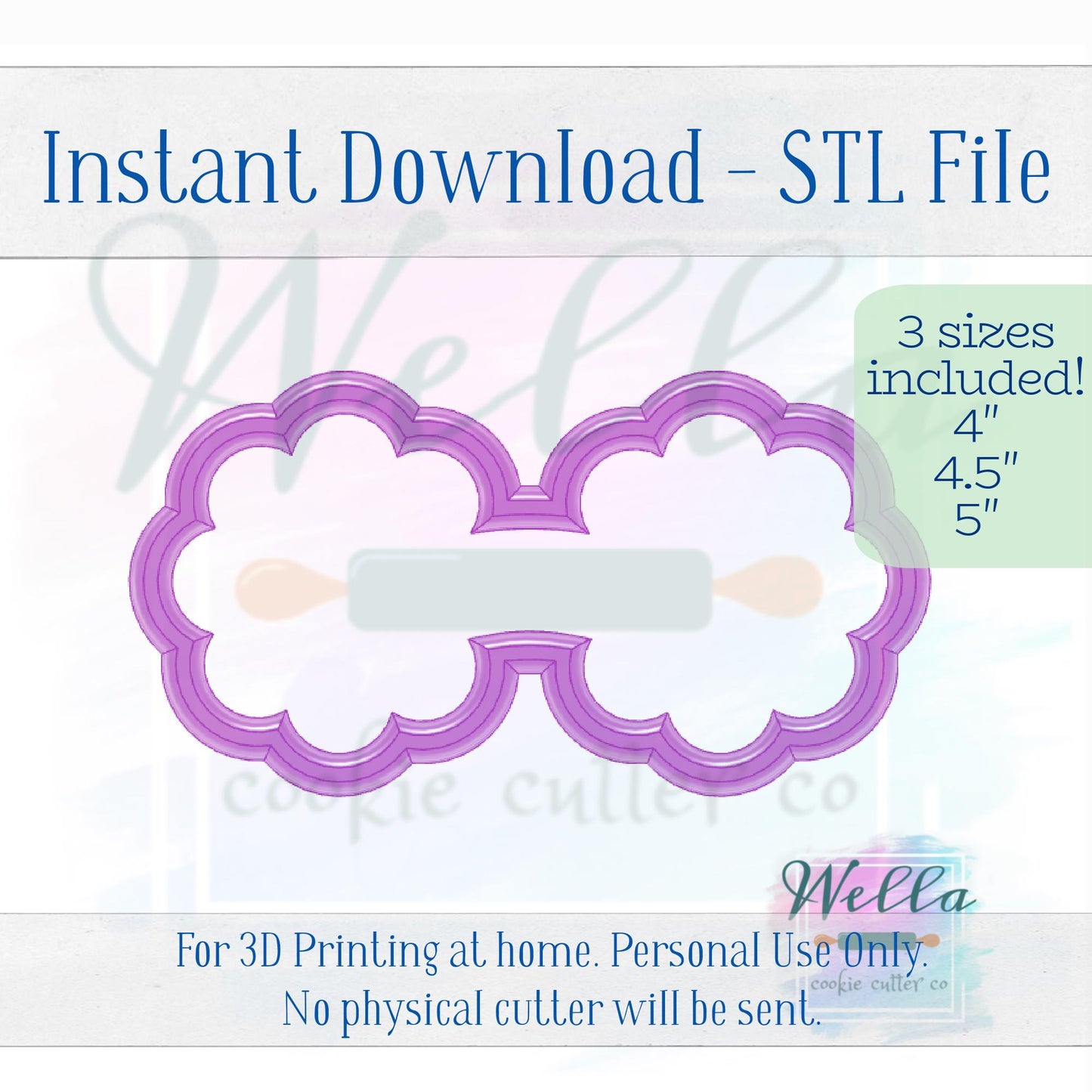 Digital STL File - Daisy Sunglasses Cookie Cutter - 3 Sizes: 4" 4.5" and 5"