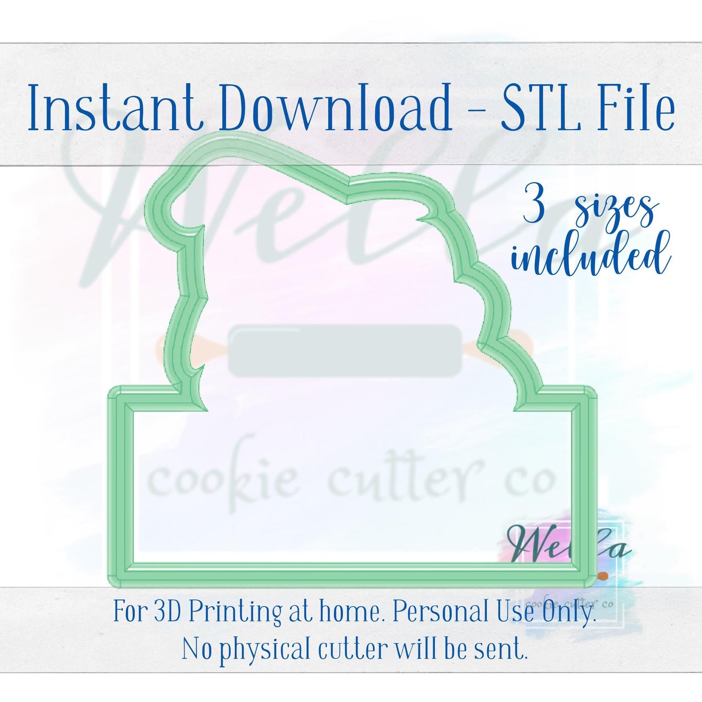 Digital STL File - Witch Name Plaque Cookie Cutter - 3 Sizes: 3.5" 4" and 4.5"