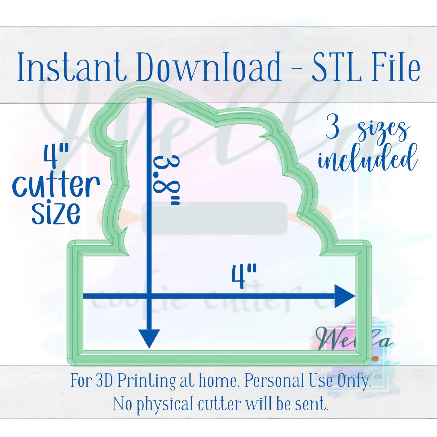 Digital STL File - Witch Name Plaque Cookie Cutter - 3 Sizes: 3.5" 4" and 4.5"
