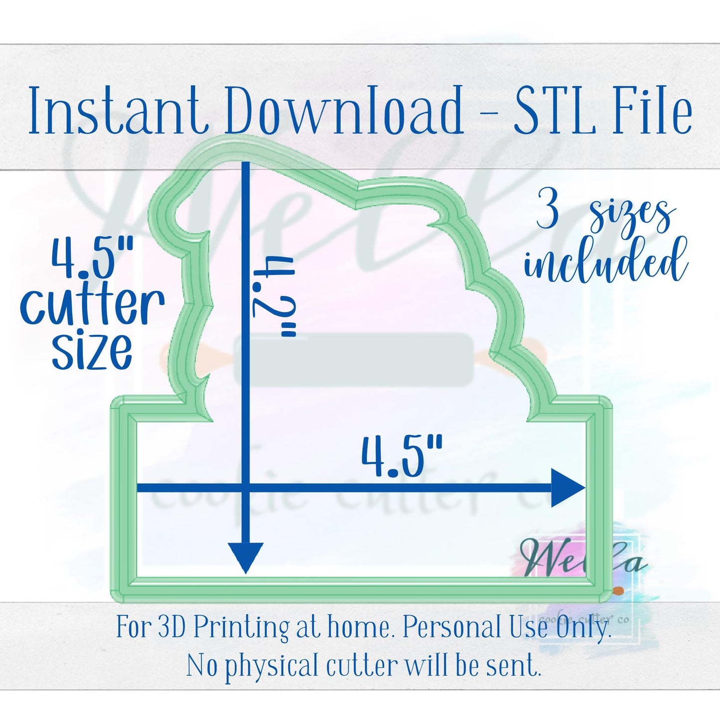 Digital STL File - Witch Name Plaque Cookie Cutter - 3 Sizes: 3.5" 4" and 4.5"