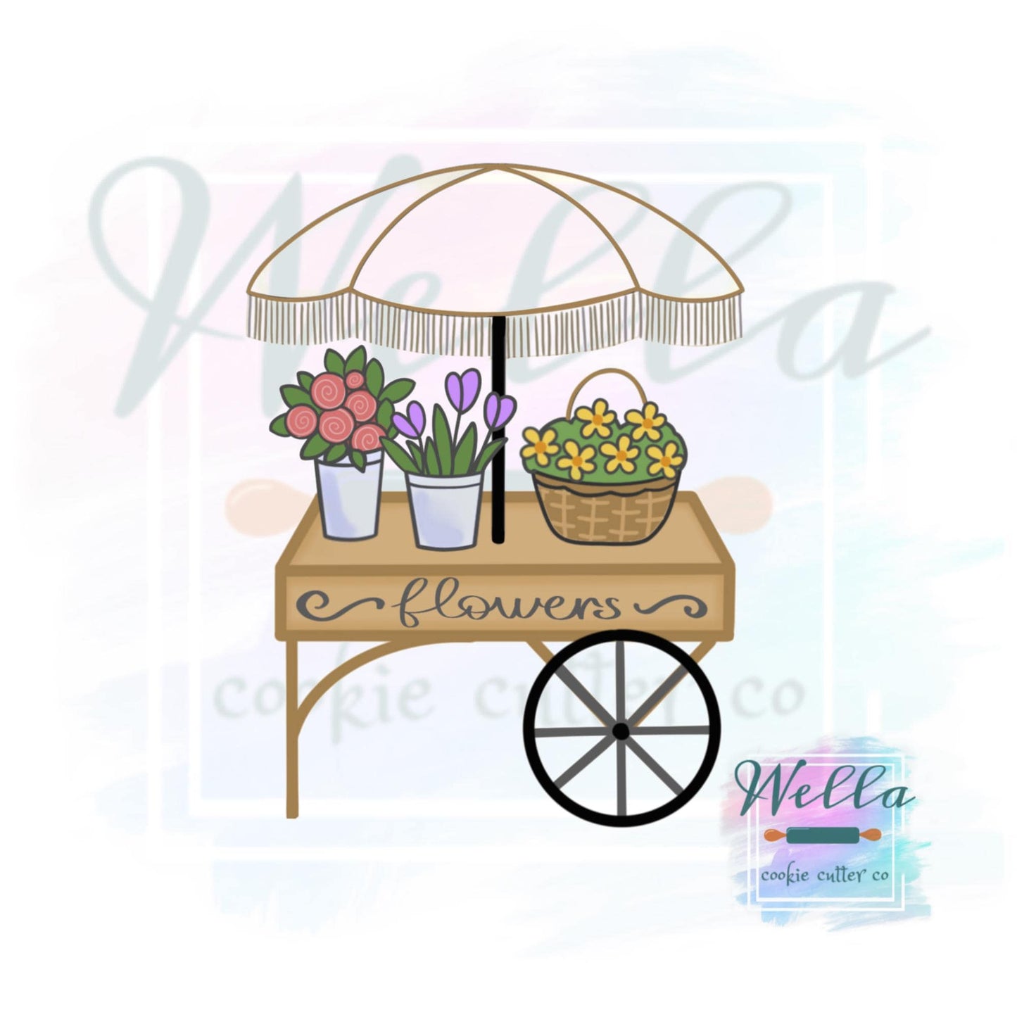 Floral Market Cart #2 Cookie Cutter