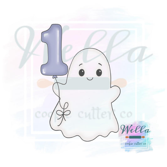 Ghost with #1 Balloon Cookie Cutter