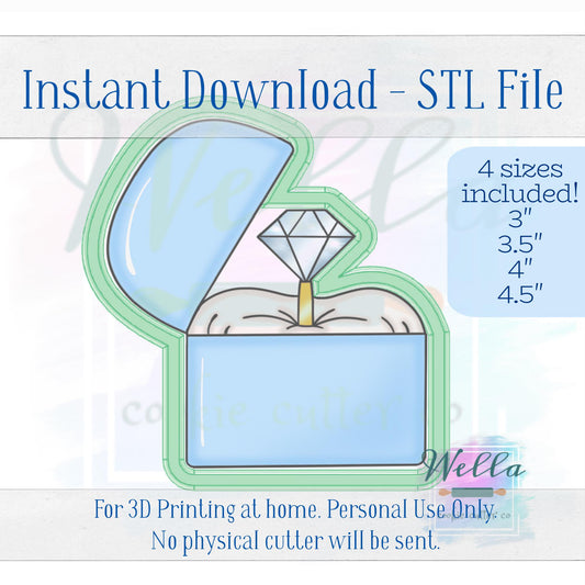 Digital STL File - Ring Box #2 Cookie Cutter - 4 Sizes: 3" 3.5" 4" and 4.5"