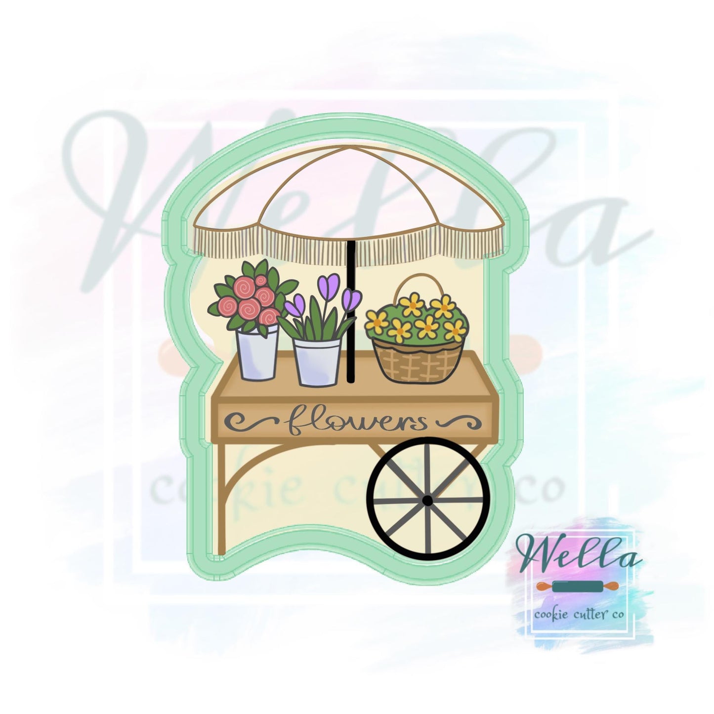 Floral Market Cart #2 Cookie Cutter