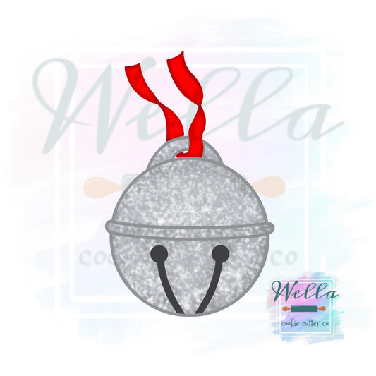 Holiday Christmas Bell with Ribbon Cookie Cutter with Optional Stencil Guide