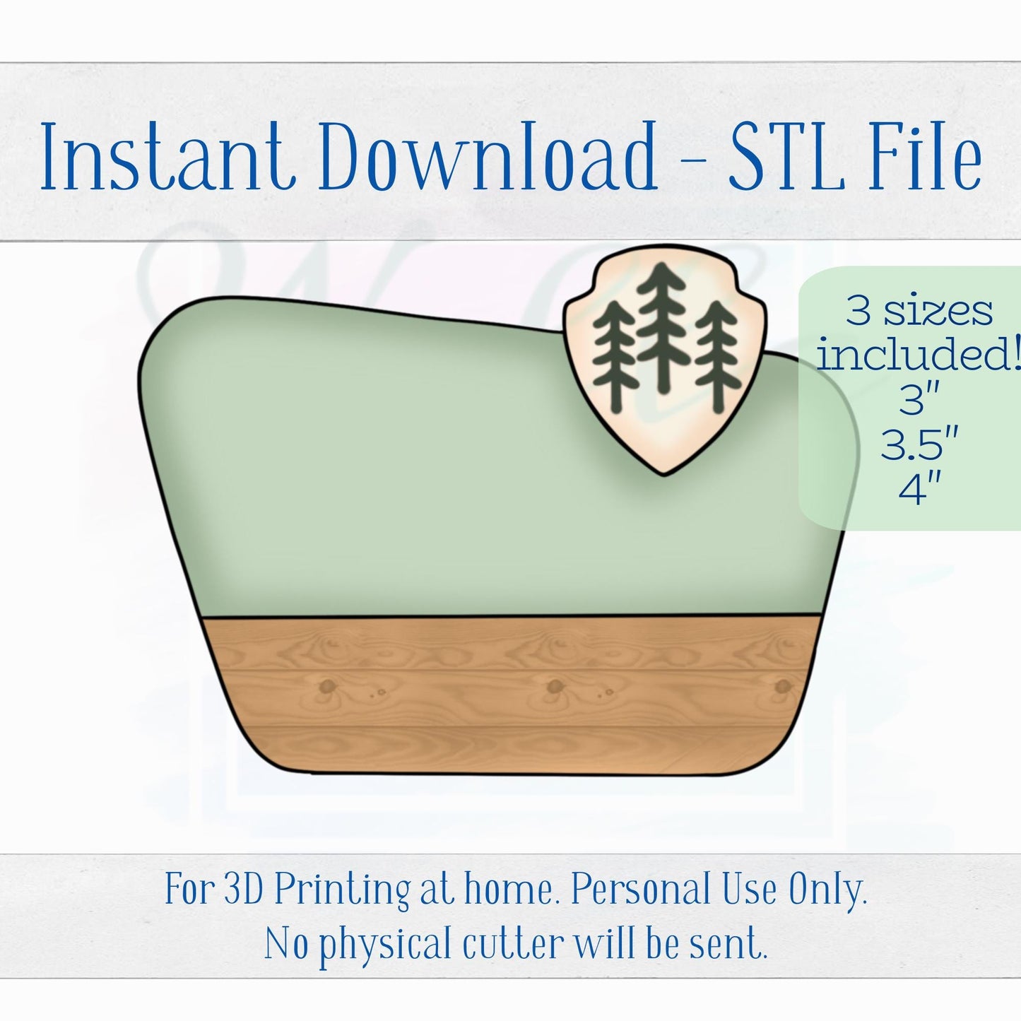 Digital STL File - Camp Park Sign with Emblem Cookie Cutter - 3 Sizes: 3", 3.5", & 4"