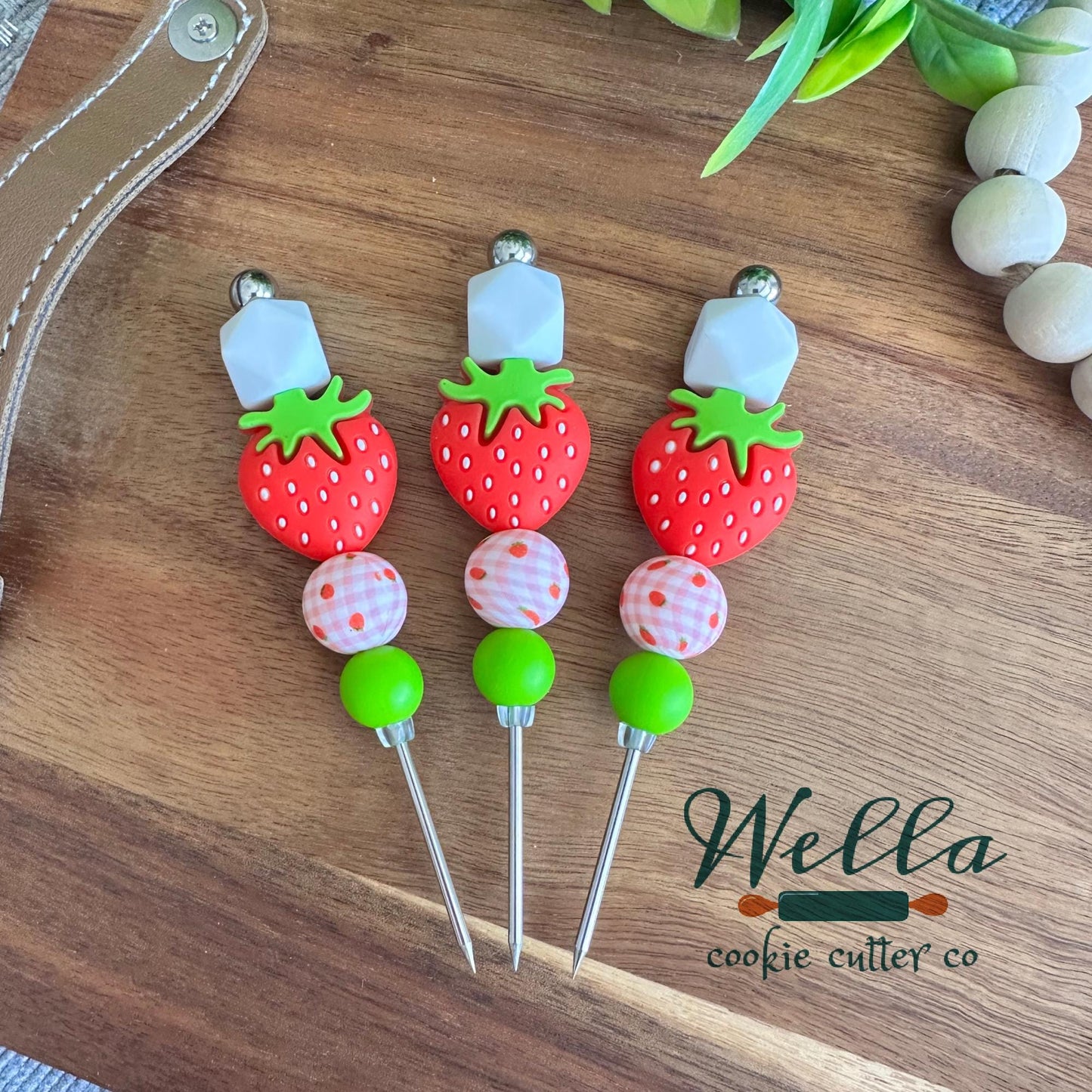 Strawberry Themed Scribe Tool for Cookie Decorating