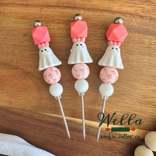Ghost with Bow Themed Scribe Tool for Cookie Decorating