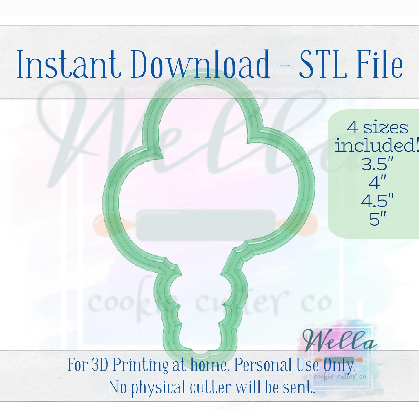 Digital STL File - Bunch of Balloons Cookie Cutter - 4 Sizes: 3.5" 4" 4.5" & 5"