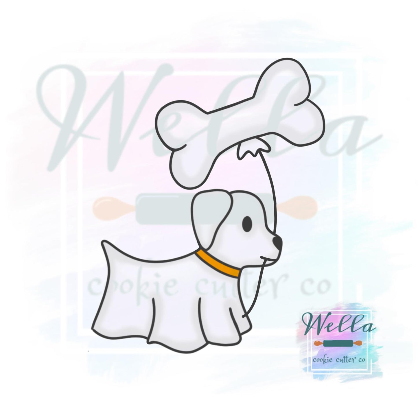 Ghost Dog with Bone Balloon Cookie Cutter