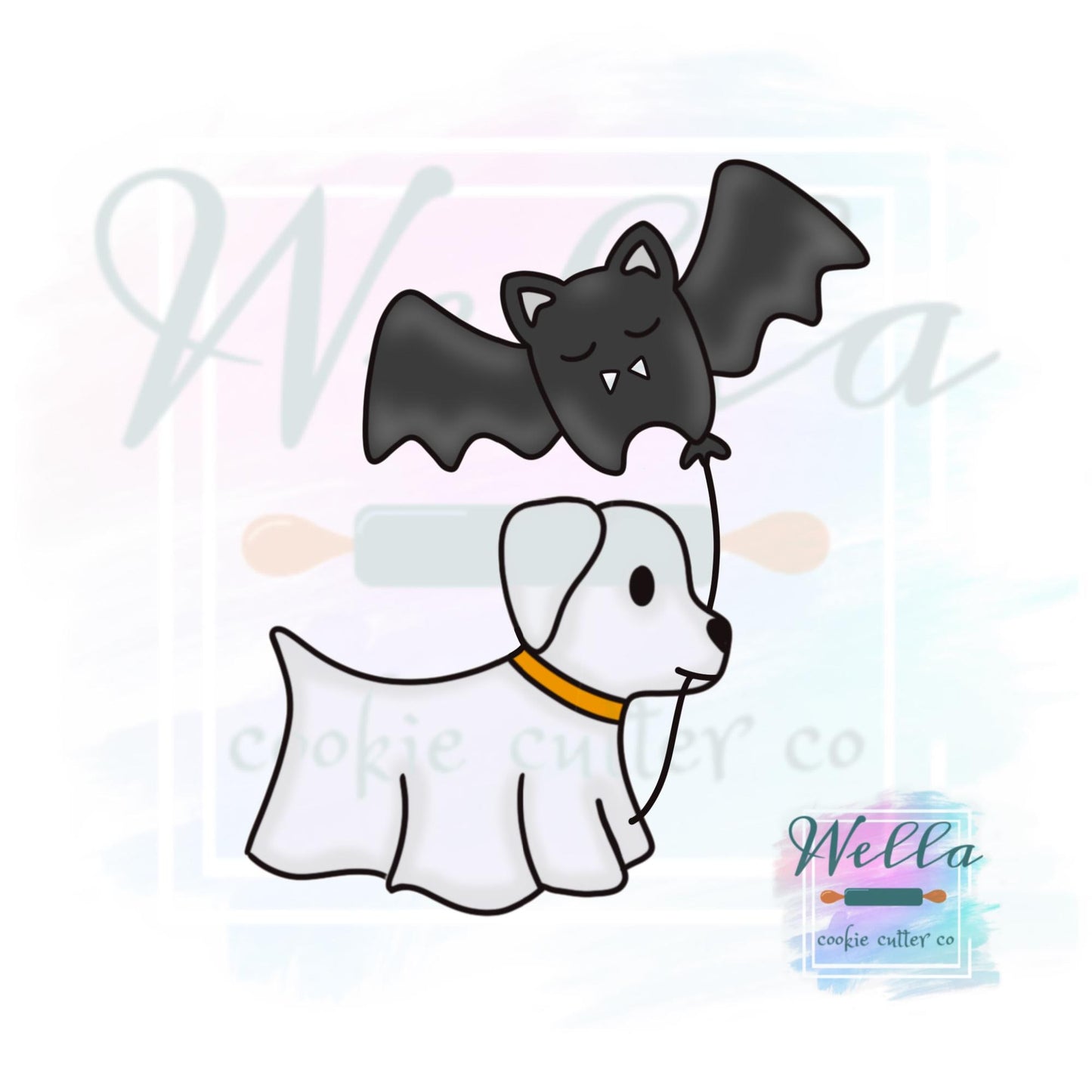 Ghost Dog with Bat Balloon Cookie Cutter