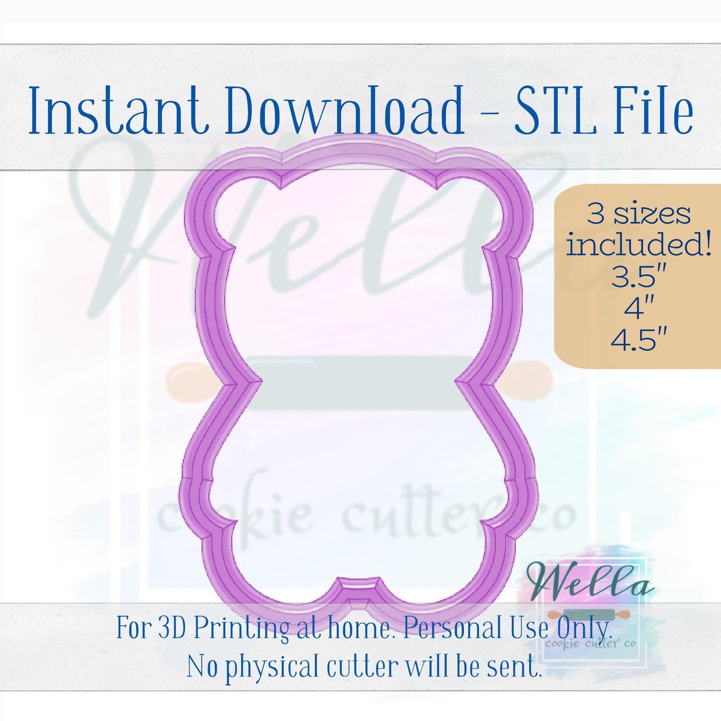 Digital STL File - Bear in Coat Cookie Cutter - 3 Sizes Included