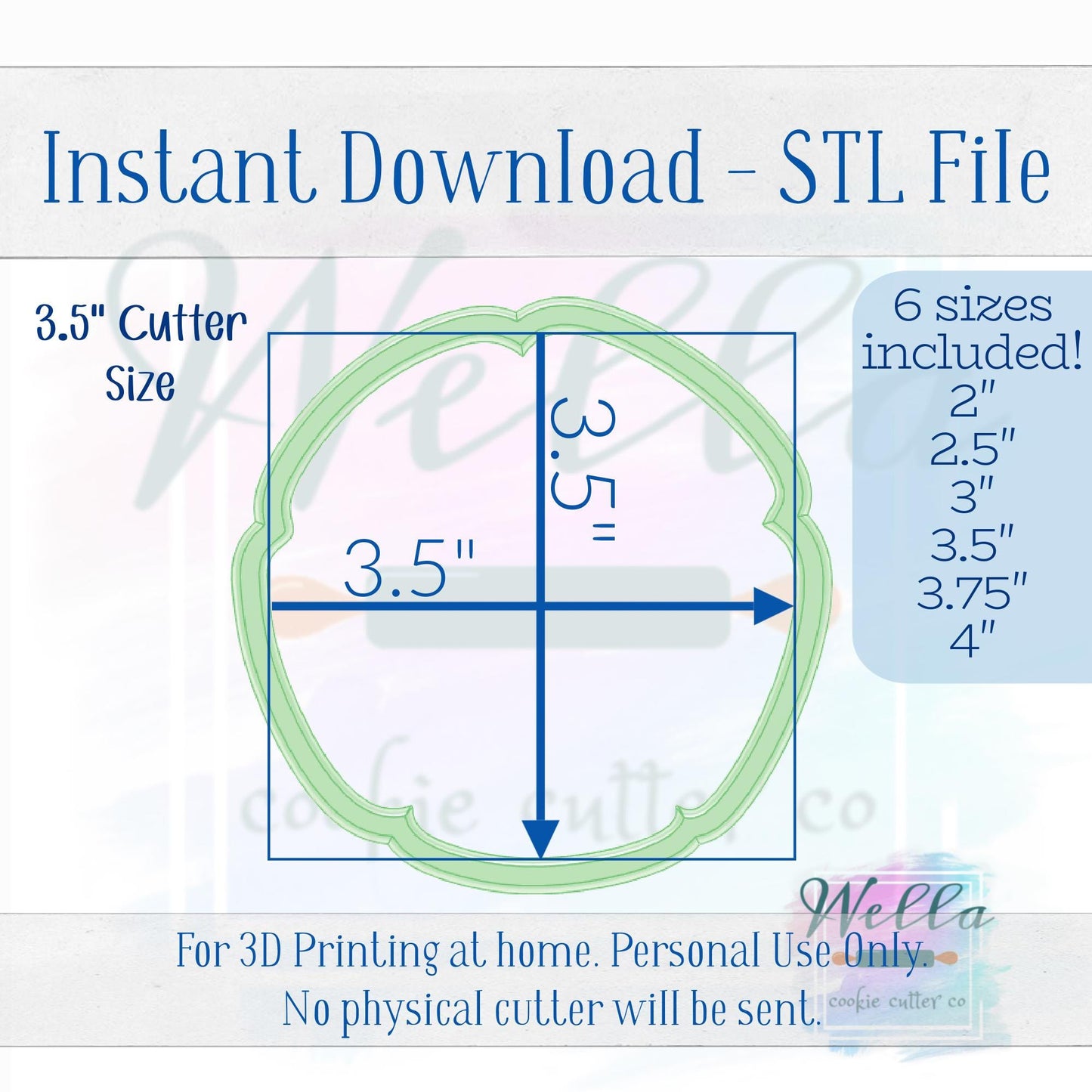 Digital STL File - Sand Dollar Cookie Cutter - 6 Sizes Included