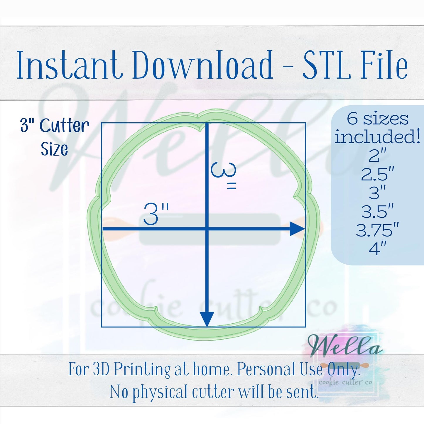 Digital STL File - Sand Dollar Cookie Cutter - 6 Sizes Included