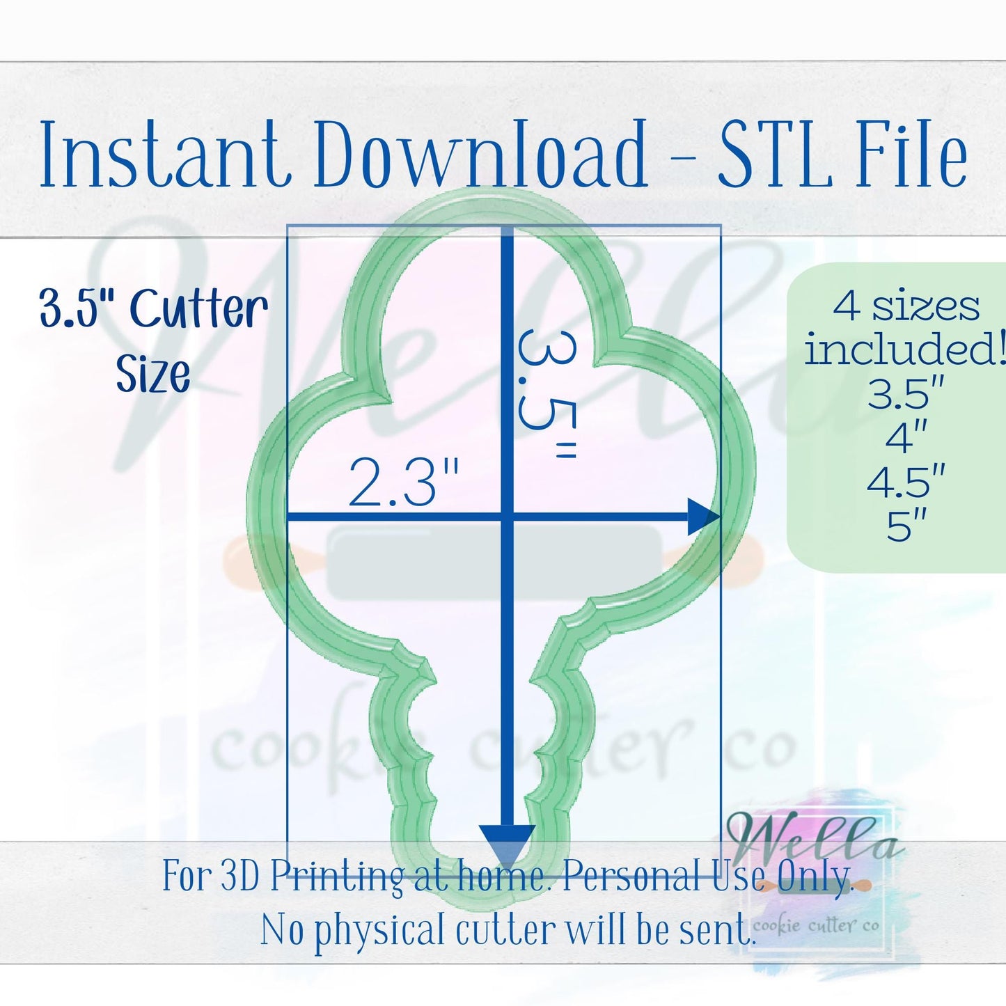 Digital STL File - Bunch of Balloons Cookie Cutter - 4 Sizes: 3.5" 4" 4.5" & 5"