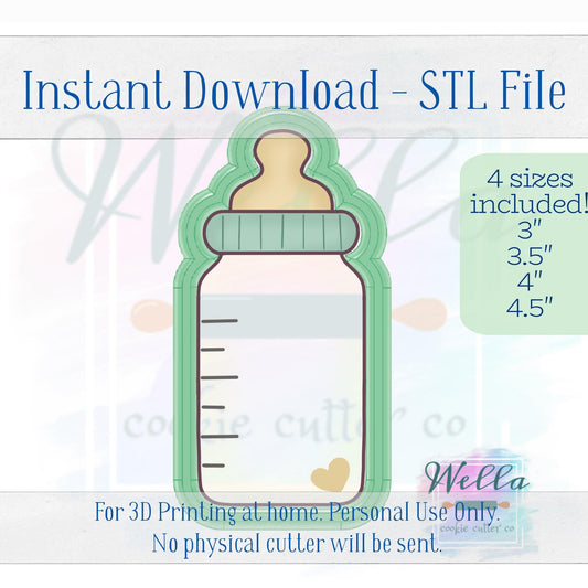 Digital STL File - Baby Bottle Skinny - 4 Sizes: 3" 3.5" 4" & 4.5"