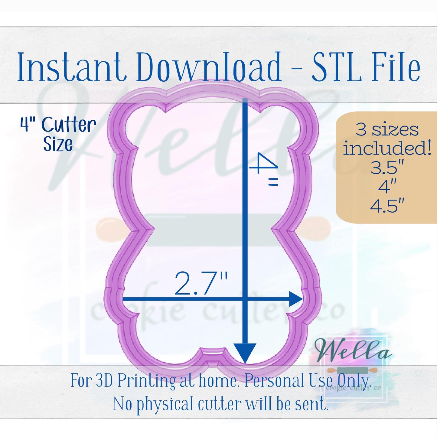 Digital STL File - Bear in Coat Cookie Cutter - 3 Sizes Included