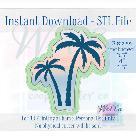 Digital STL File - Palm Trees Cookie Cutter - 3 Sizes Included