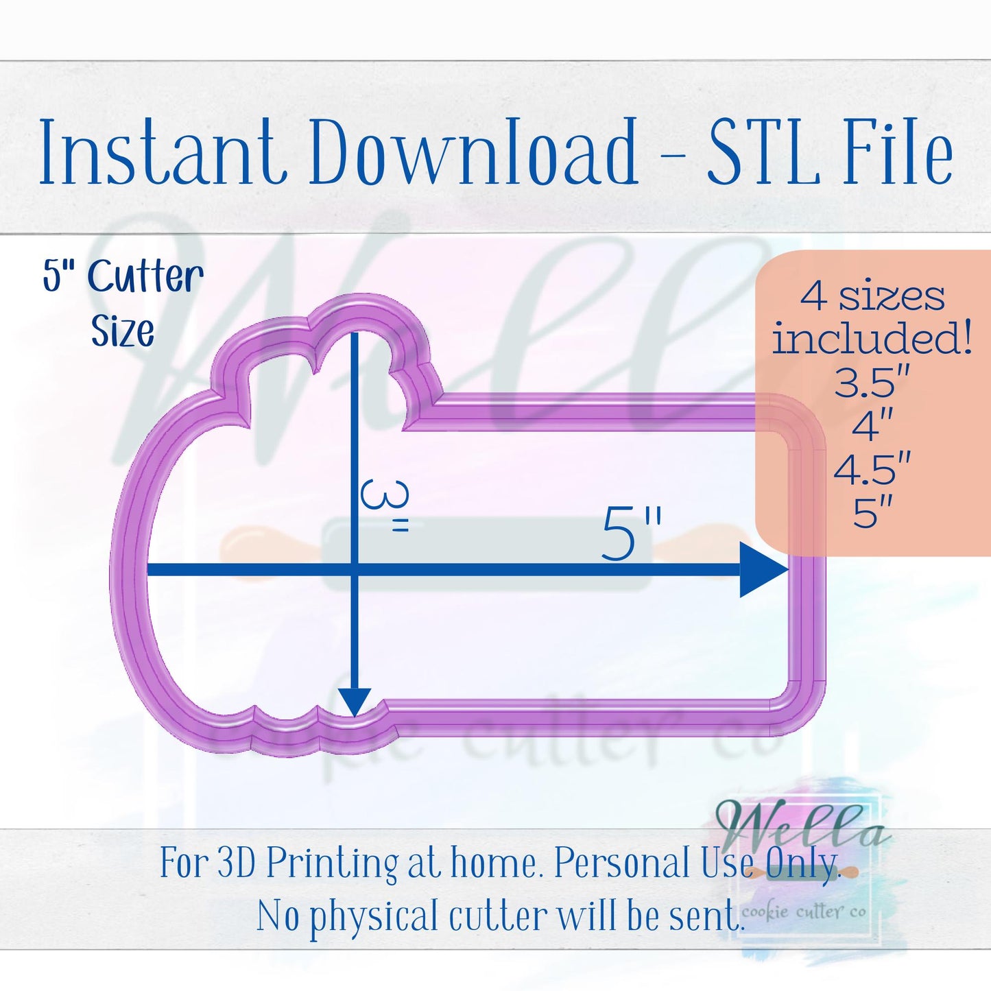 Digital STL File - Pumpkin Name Plaque - 4 Sizes Included 3.5" 4" 4.5" & 5"