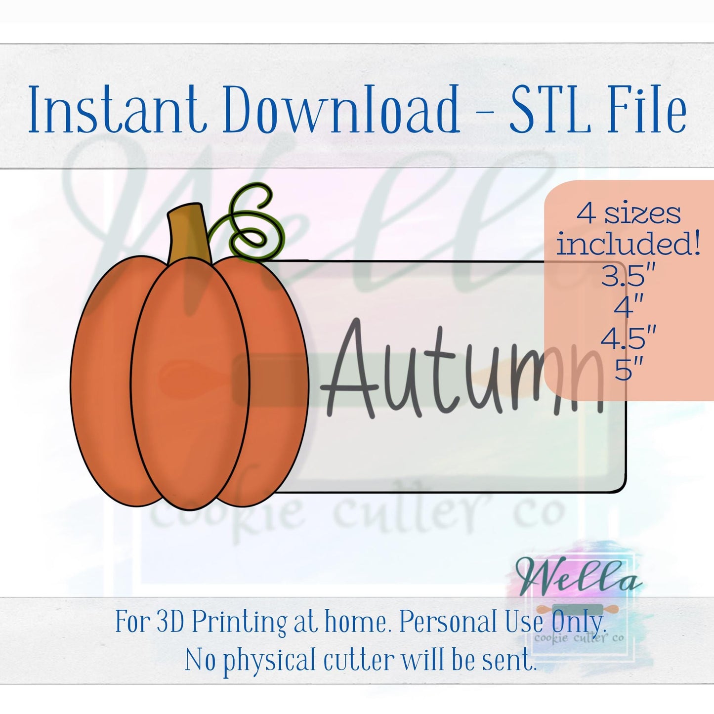 Digital STL File - Pumpkin Name Plaque - 4 Sizes Included 3.5" 4" 4.5" & 5"