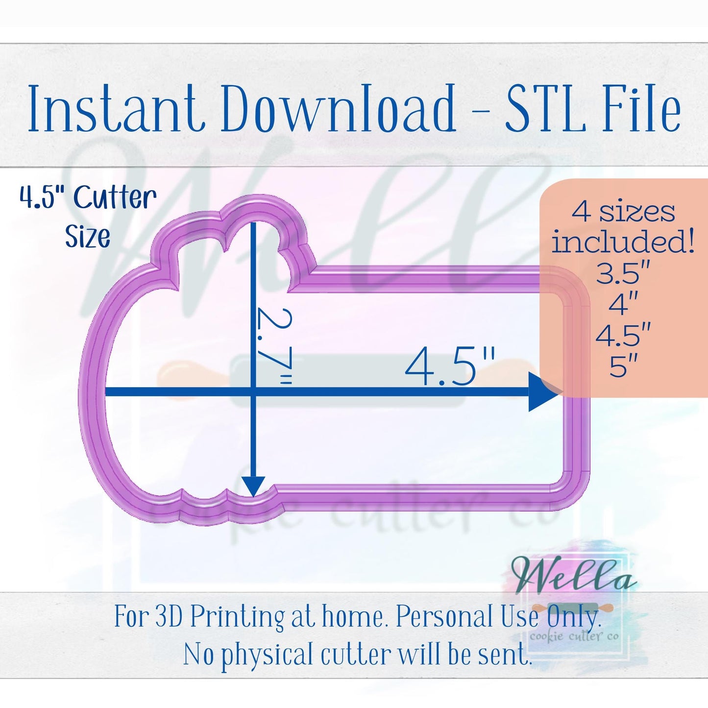 Digital STL File - Pumpkin Name Plaque - 4 Sizes Included 3.5" 4" 4.5" & 5"
