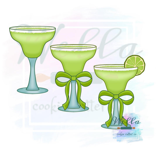 Margarita Cookie Cutter with Bow and Lime Options - 3 Shape Options