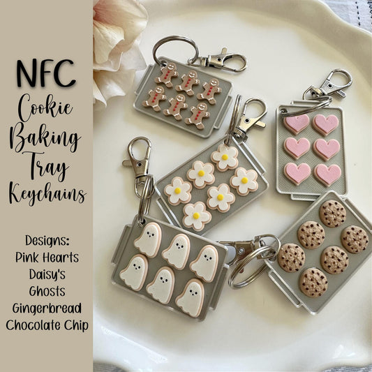 Mini Cookie Baking Tray Keychain with NFC Tag