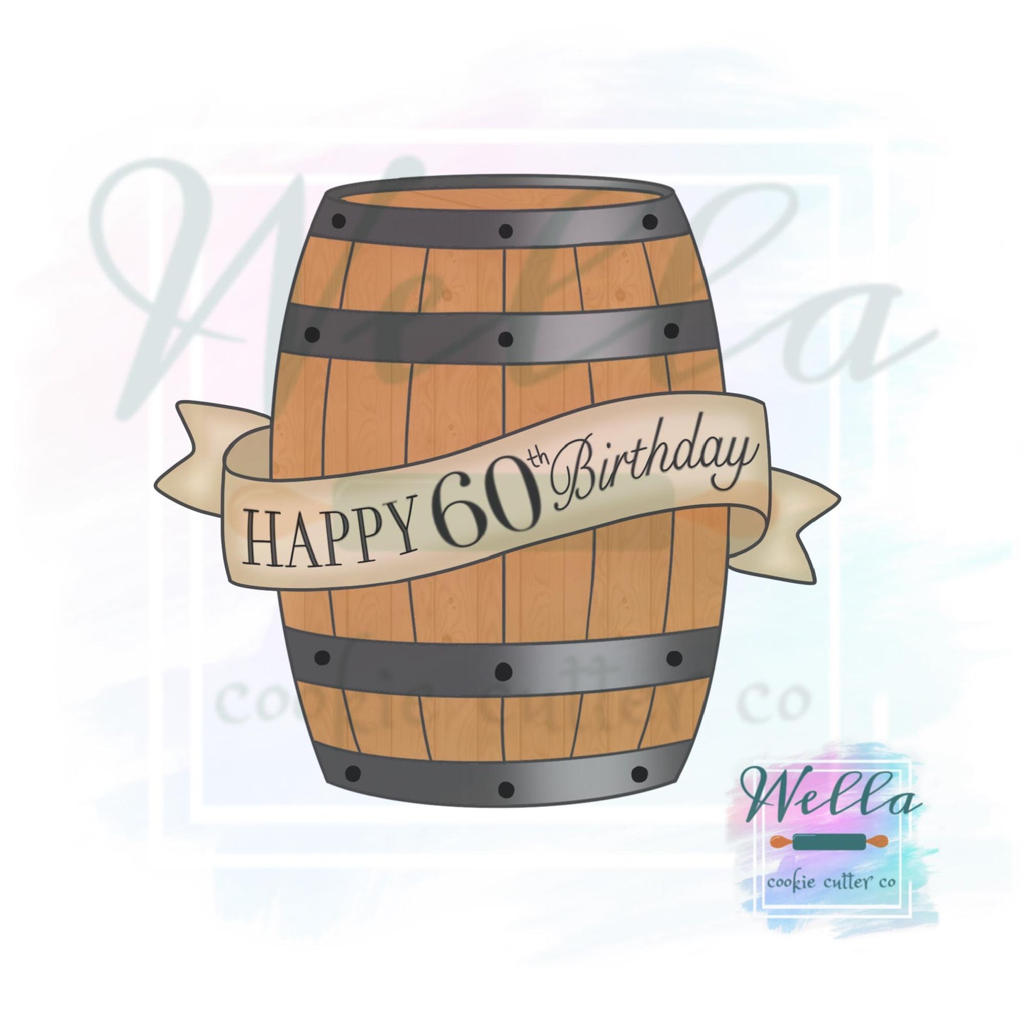 Whiskey Barrel with Banner Cookie Cutter