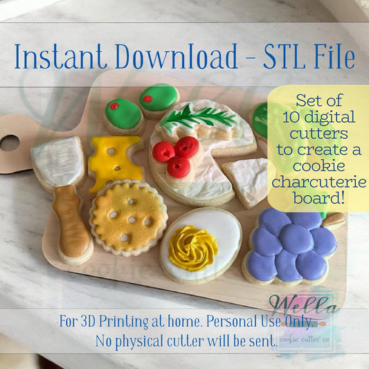 Digital STL File - Charcuterie 10pc Cookie Cutter Set