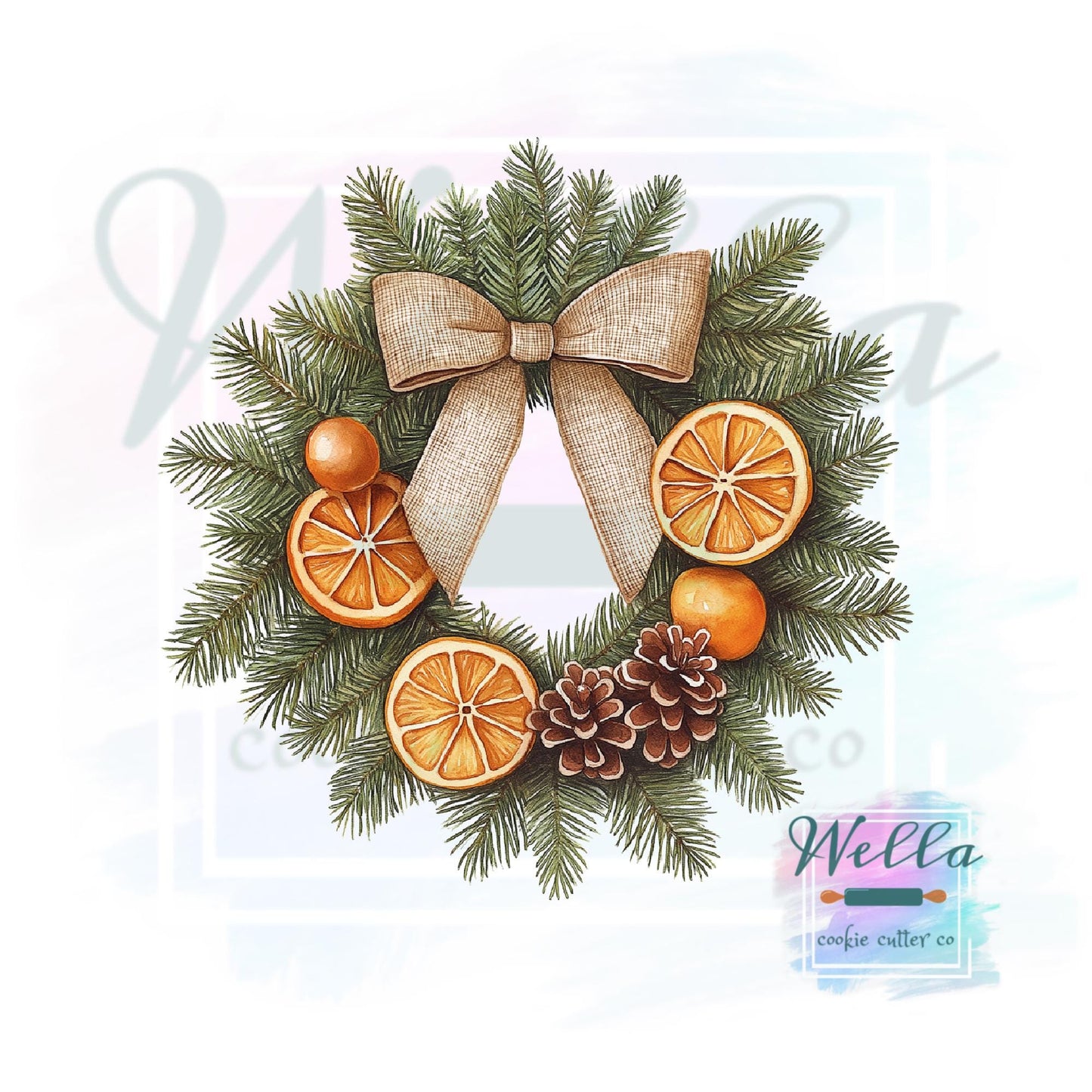 Pine Wreath with Bow Cookie Cutter