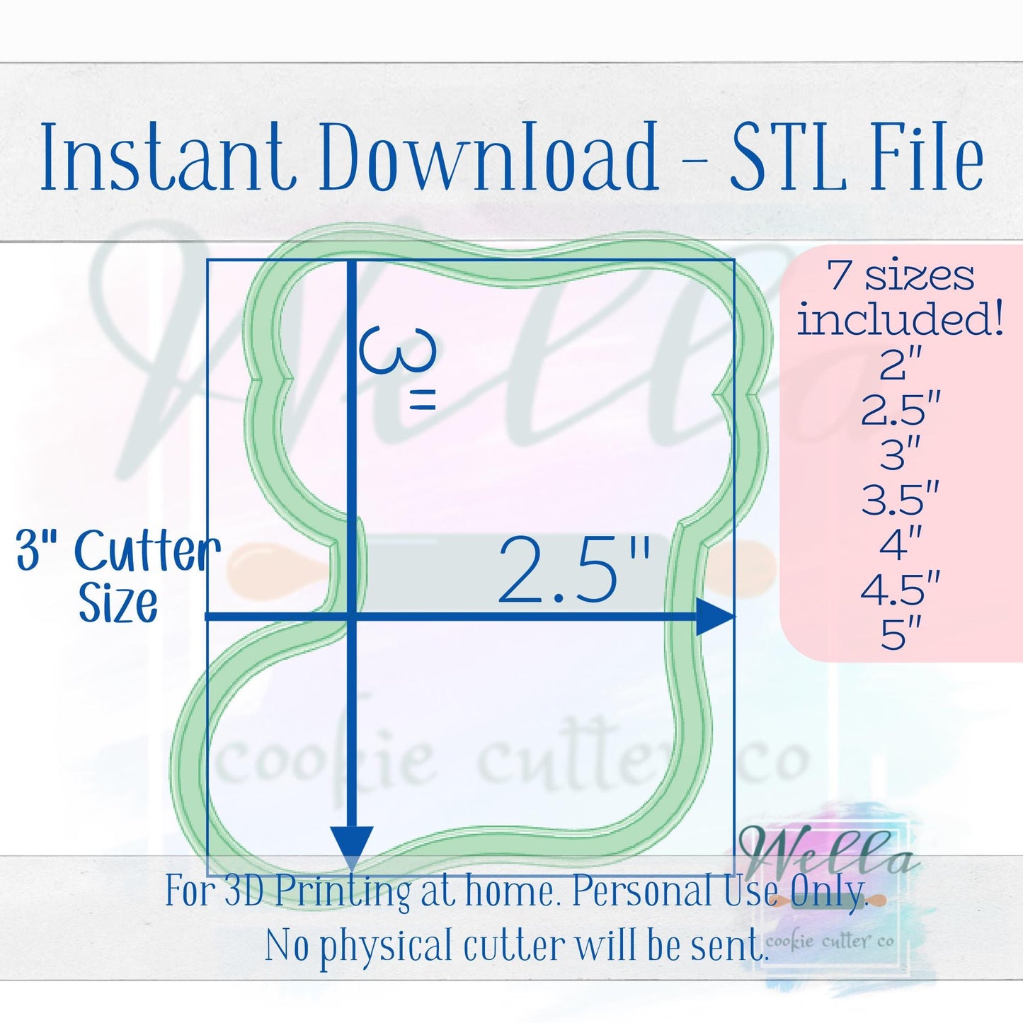 Digital STL File - Christmas Stocking Chubby Cookie Cutter - 7 Sizes Included