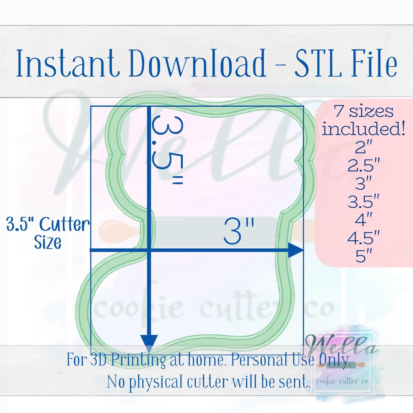 Digital STL File - Christmas Stocking Chubby Cookie Cutter - 7 Sizes Included
