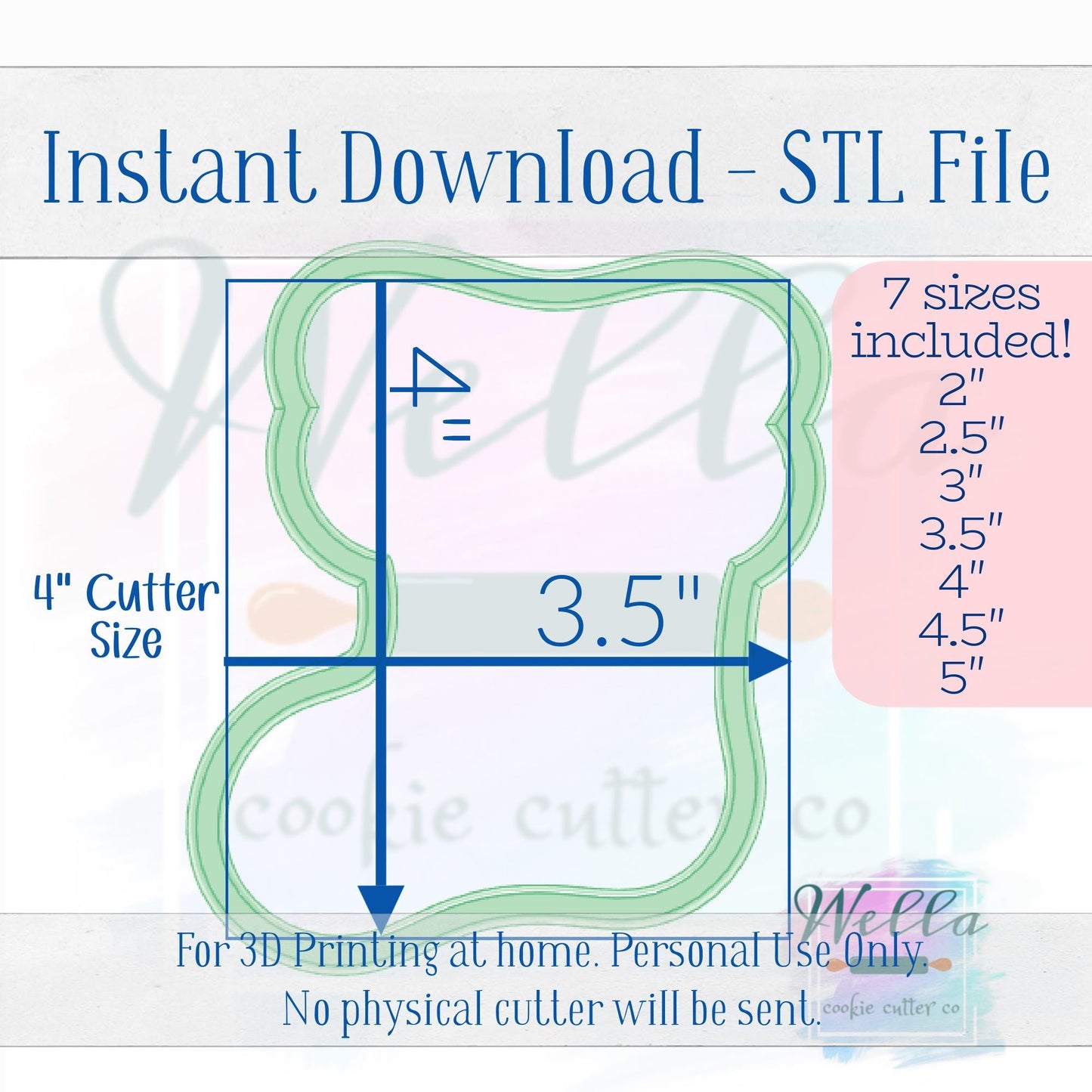 Digital STL File - Christmas Stocking Chubby Cookie Cutter - 7 Sizes Included