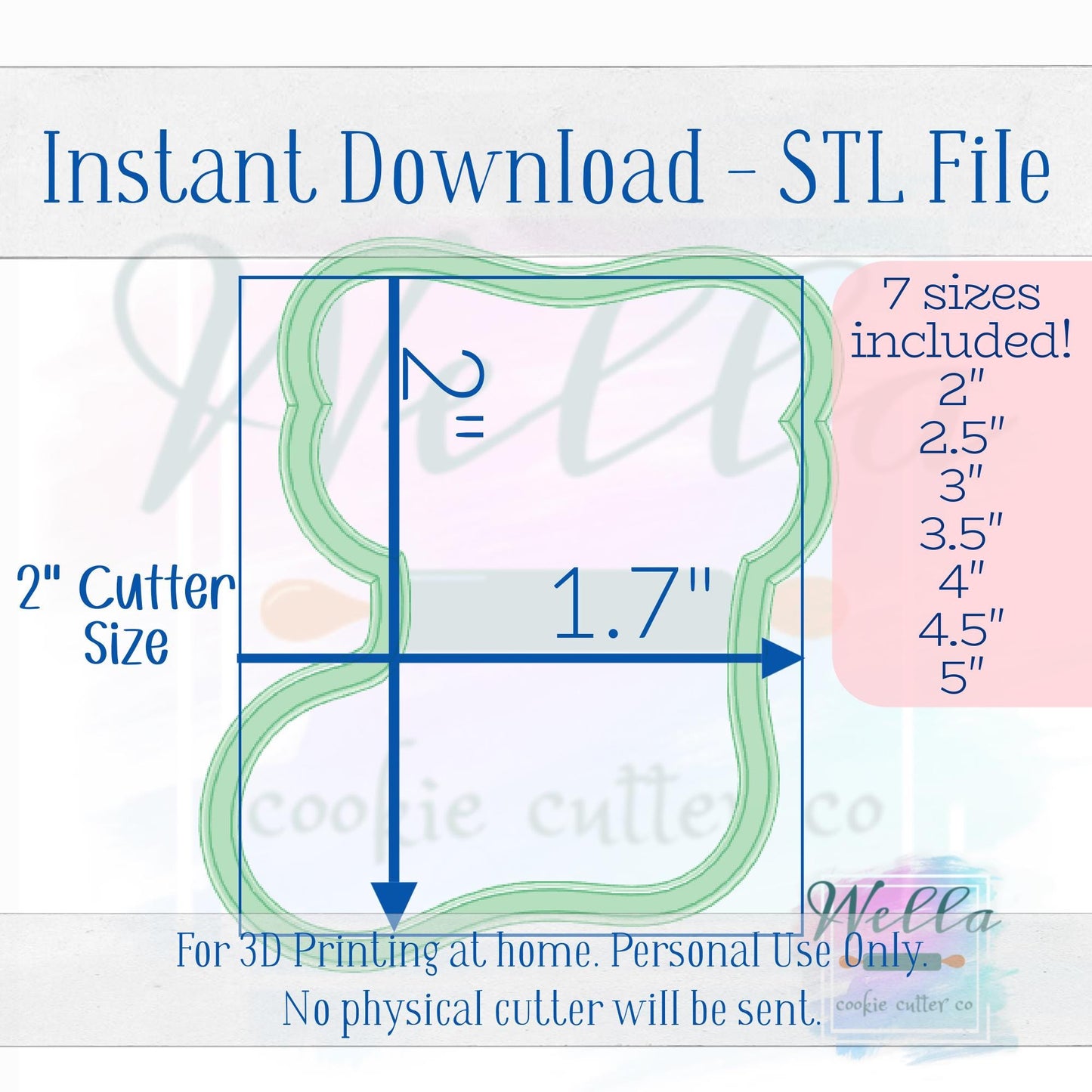 Digital STL File - Christmas Stocking Chubby Cookie Cutter - 7 Sizes Included