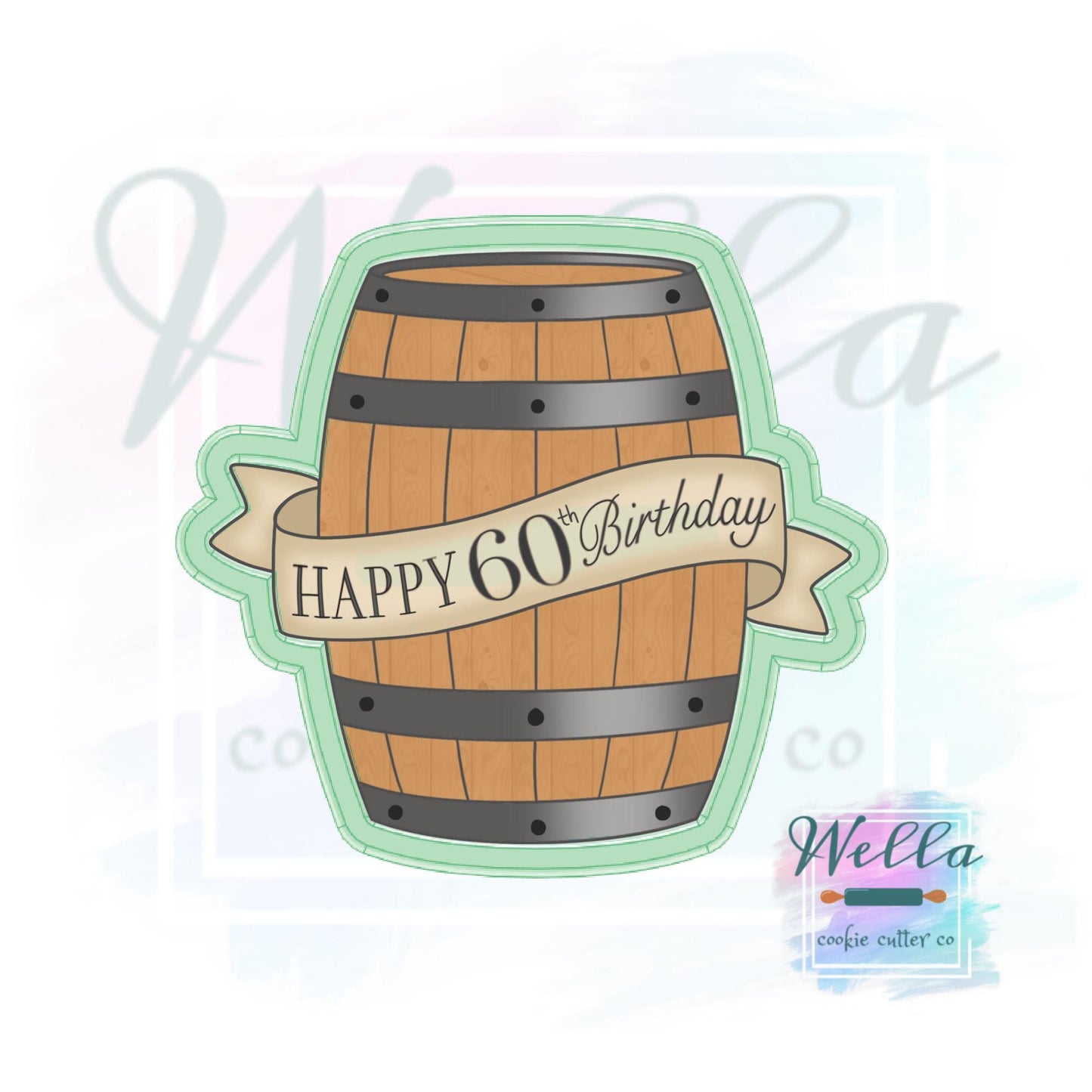Whiskey Barrel with Banner Cookie Cutter
