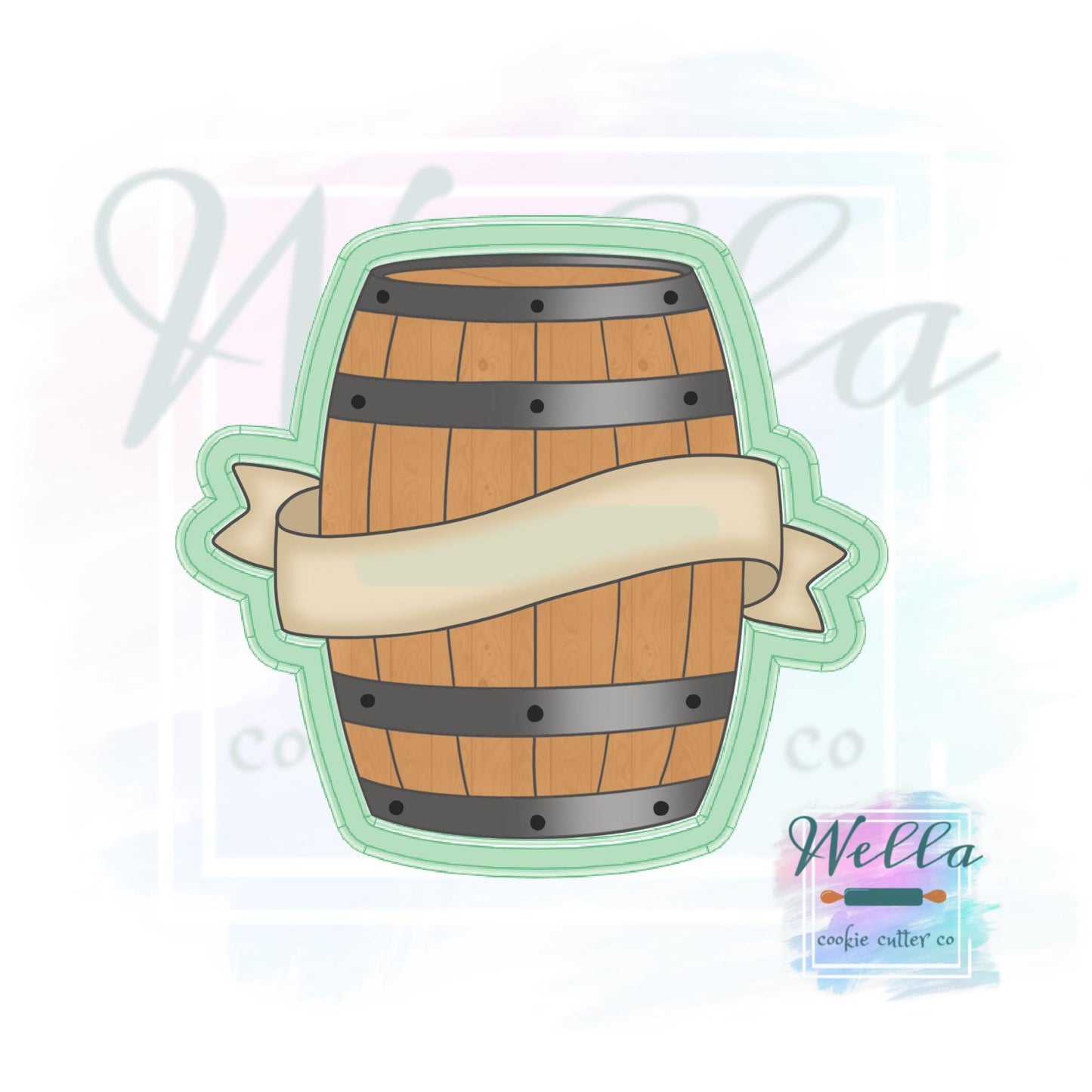 Whiskey Barrel with Banner Cookie Cutter