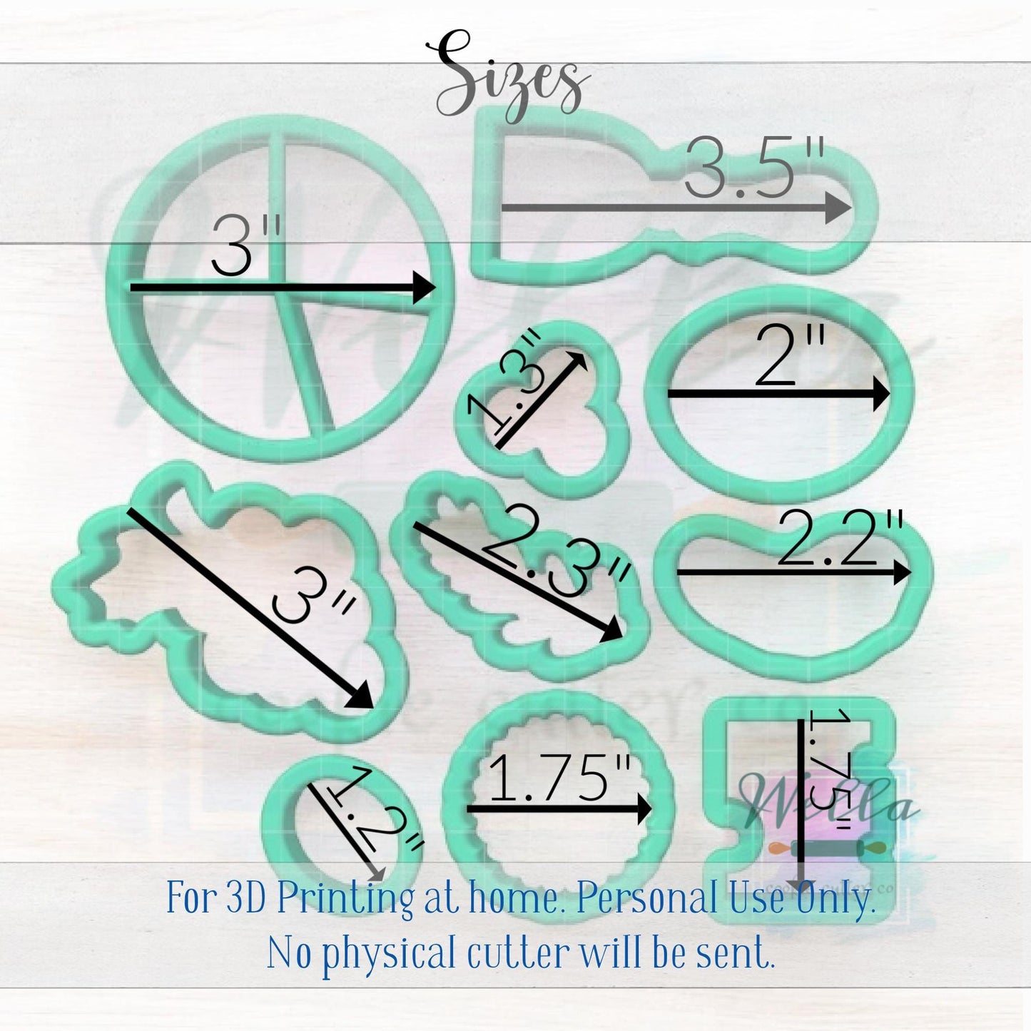 Digital STL File - Charcuterie 10pc Cookie Cutter Set