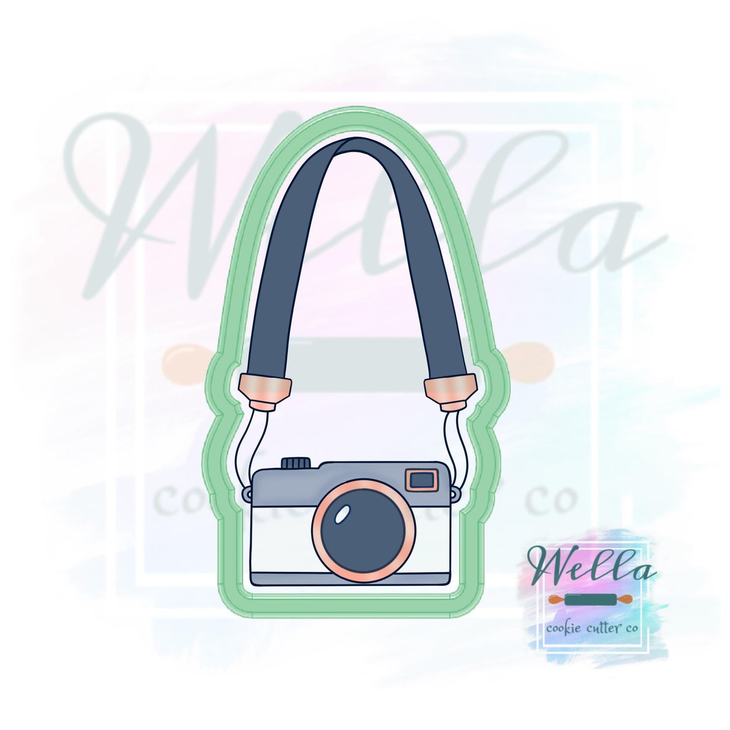 Camera with Strap Cookie Cutter with Optional Stencil