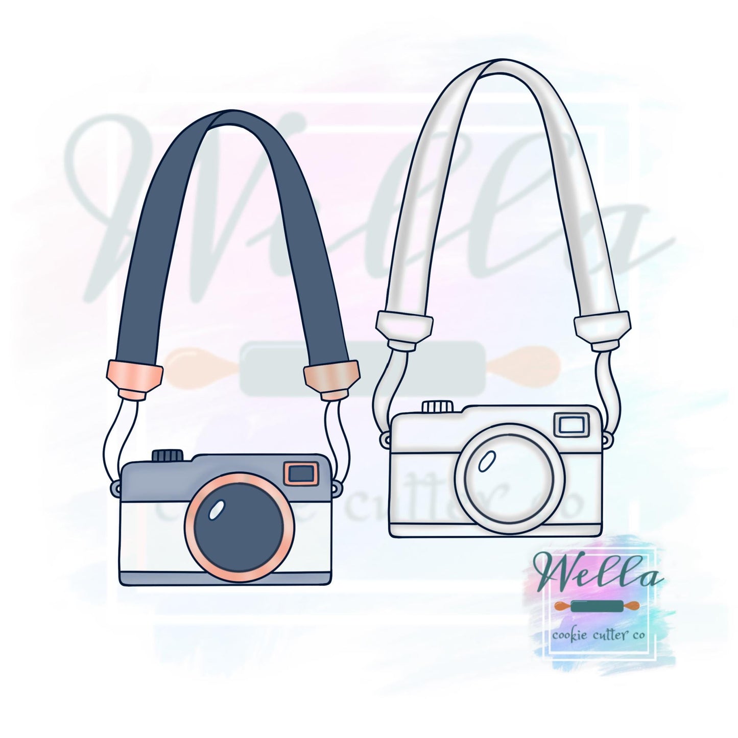 Camera with Strap Cookie Cutter with Optional Stencil