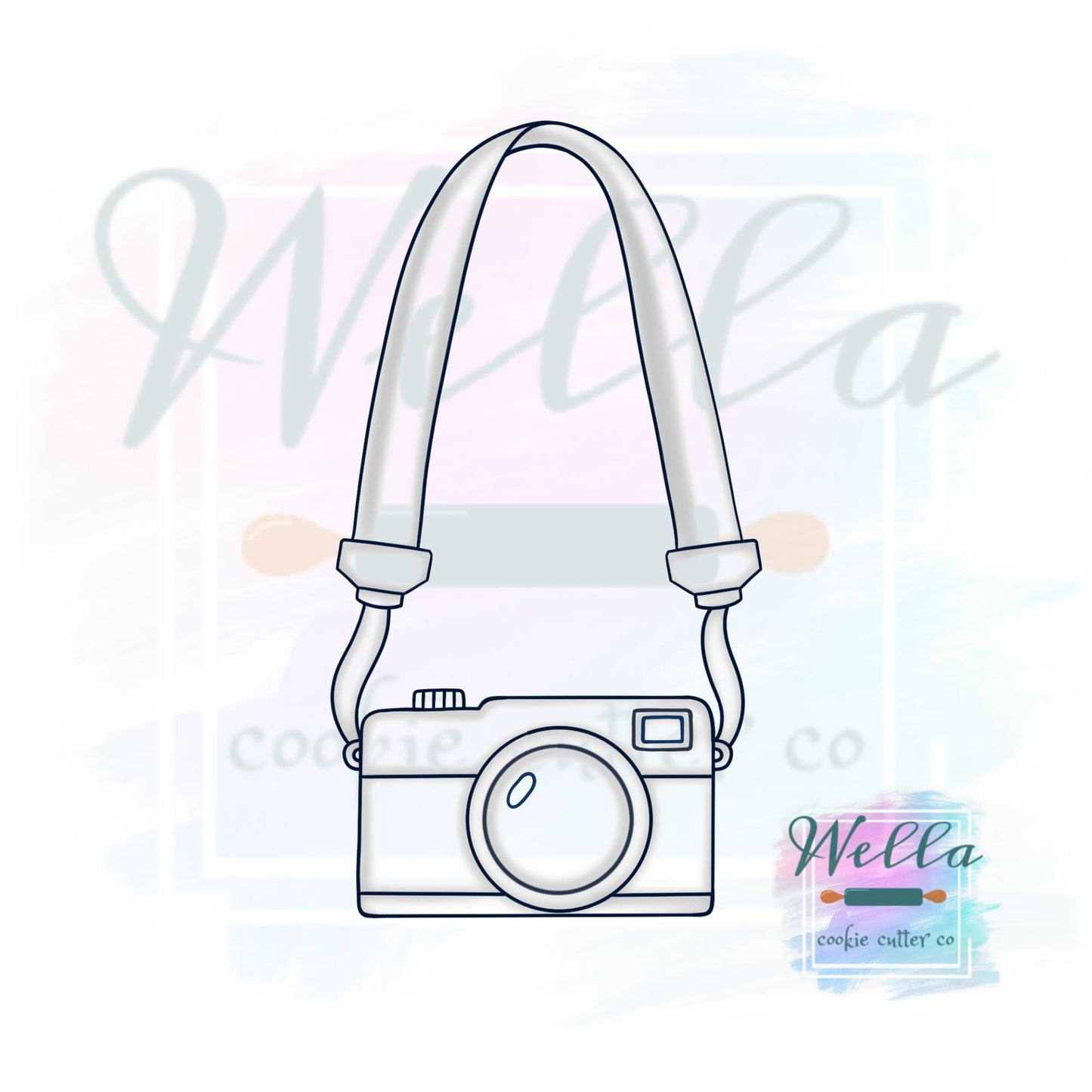 Camera with Strap Cookie Cutter with Optional Stencil